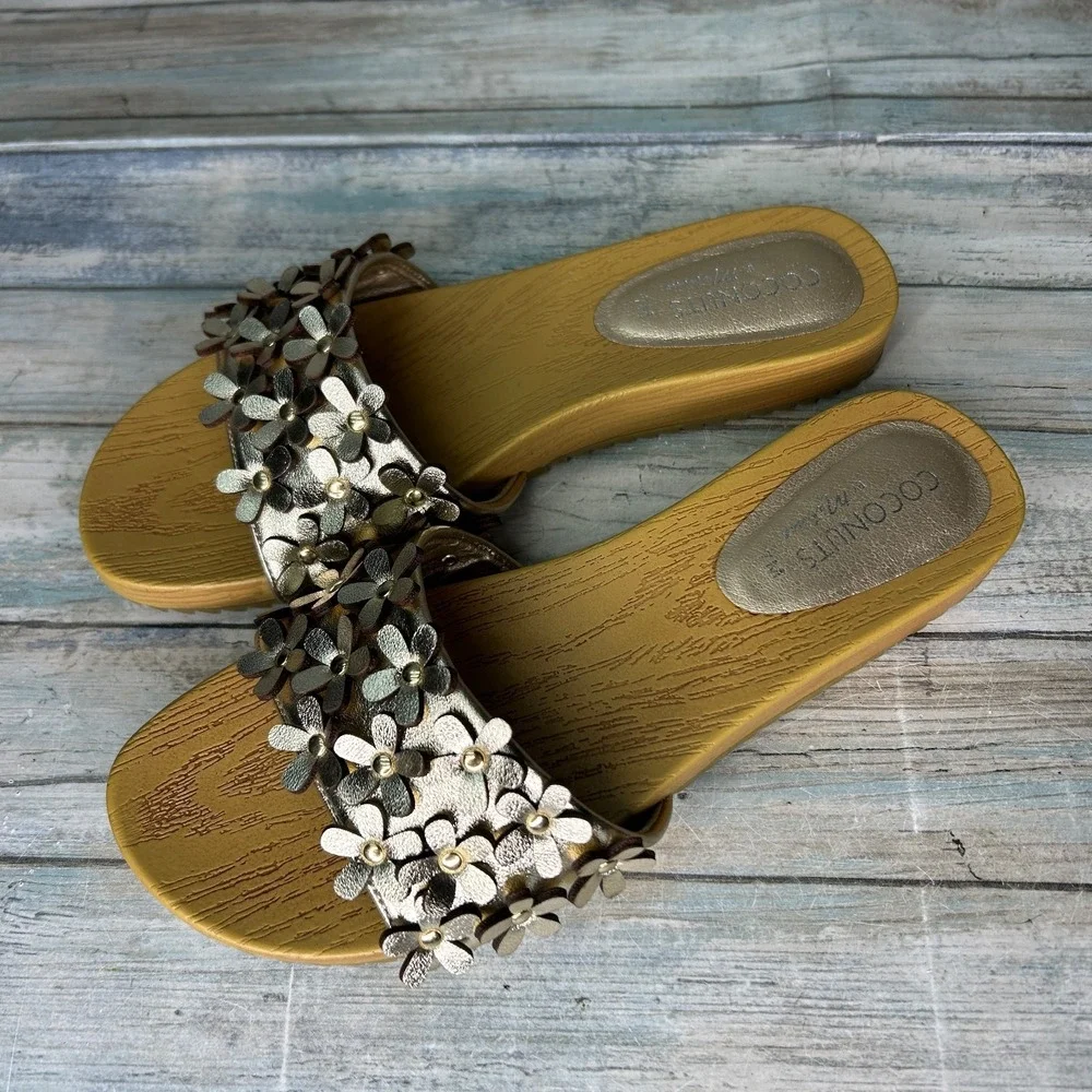 Coconuts by Matisse Chelsea Sandals Size‎ 7 Metallic Slide Womens Gold Casual